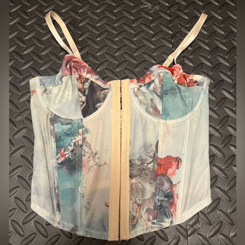 SHEIN Multicolor Oil Painting Corset Top